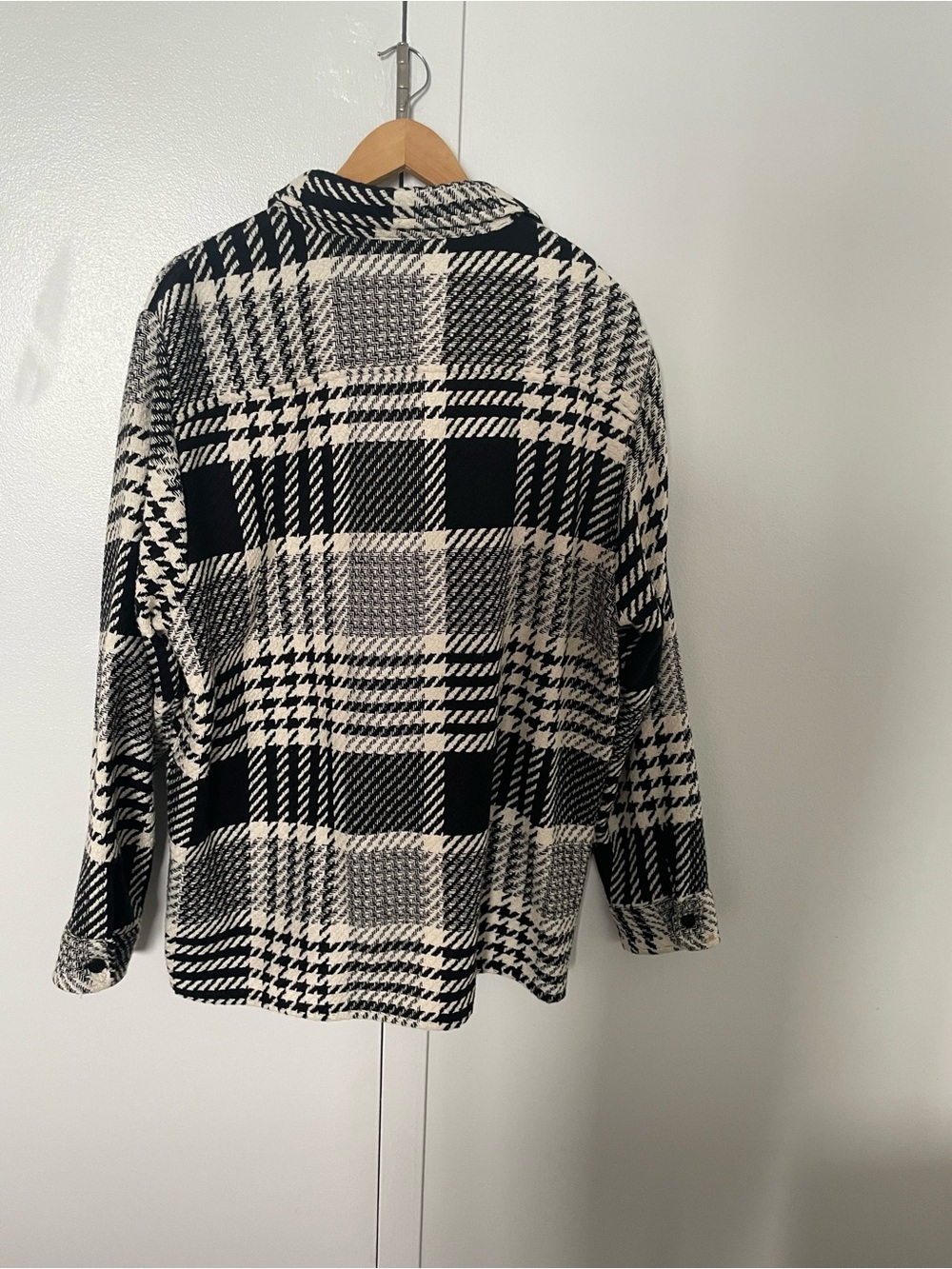 Black & White Plaid Open Front Women's Cardigan Sweater